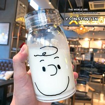 투명유리컵 두꺼운 심플 내열 남성 여성 커플 팬시 큐트 스위트 분실방지 마음대로 물컵 2319049580