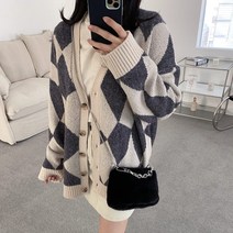 끄레아또레 끄레아또레 다이아몬드 멋스런 박시한 가디건 GL21CMA400