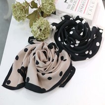 메리앤유 2장세트 도트패턴 실크라이크 정사각 쁘띠스카프 54cm x 54cm