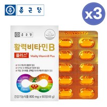 종근당 활력 비타민B 플러스 고농축 고함량 수용성 비타민 비 컴플렉스 비 B 군 영양제, 3개, 60정