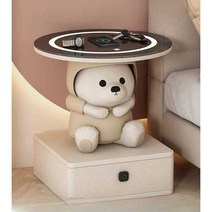 스마트폰 충전가능 테이블 수납 침실 인테리어협탁, 40CM만능휠LED3색조명지문잠금무선충전