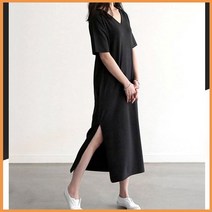 브이넥 반팔 원피스 와이드 사이드 트임 포켓 추천 드레스 옷 여성 여자 의류 상의 여친 룩 트렌드 코디 스타일 의상 대학생 외출 패션 패셔니스타 디자인 룩북 유행 LKO550