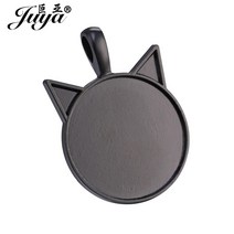 DIY 보석 만들기 고양이 귀 모양 설정 매력 카보 숑 카메오 기본 트레이 베젤 빈 25mm 라운드 유리 펜던트 목걸이 10 개