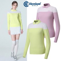 클리브랜드 큐티카라 퍼프소매 컬러블럭 여성 긴팔 니트스웨터 골프웨어 CGKWKT1061s