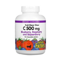 Natural Factors 비타민C 베리맛 500mg 90정 츄어블 아스코르빈산 아스코르브산 소듐 아스코르빈산나트륨 헤스페리딘 로즈힙 루틴