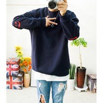 커플맨투맨 스마일 프린팅 기모 맨투맨 오버핏 빅사이즈티셔츠 4XL