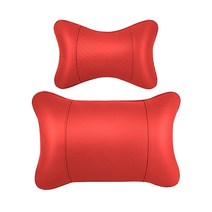 발란스코드 차가겸용 리넨 가죽 목베개 쿠션 차재 기억면 자동차 머리베개 허리베개, 카색, 머리 베고 허리 한 쌍.