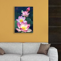 풍수에좋은그림 풍수지리 그림 행운 액자 분홍색 을부르는 재물 복 연꽃 돈들어오는그림 부자되는그림 건강 풍수인테리어액자 밤 캔버스 퍼즐액세서리