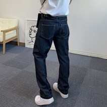 남자 와이드 셀비지 생지 데님 일자 테이퍼드 스트레이트 청바지