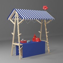 이동식 가판대 진열대 플리마켓 행사장 축제 야외 노점, L.블루150x60x200천장보+테이블보+랜턴