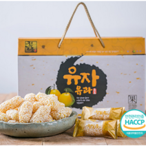 [정일품한과] 유자 유과 한과 1호 500g 개별포장 가족 지인 회사 직장인 추석 설 명절 고급스러운 실용적인 건강 선물 세트, 1팩