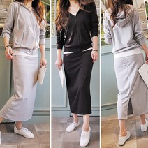 블랑로사 후드집업-롱스커트 트레이닝 코디세트