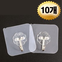 [무료배송/10개입] 미홀릭 무타공 후크 접착 고리 투명 강력 매직 접착 (마스크 걸이 욕실/주방용품 수건 걸이 등 다용도 걸기), 10개입