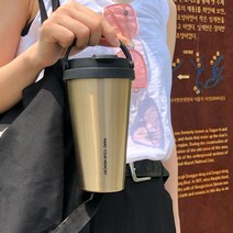 시둥마켓 +[시둥마켓]+_ 스텐레스텀블러 캠핑컵 온도표시텀블러 스텐머그 머그컵 아이스텀블러, 아이스 이중 스텐 보온보냉 손잡이 텀블러 500m, 500ml_크랭크실버