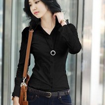 로로스키니 여성 화이트 슬림형 셔츠 캐주얼 정장 블라우스 남방 LS0631