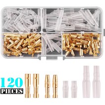 전선쫄대 선정리쫄대 전기선커버 120PC 35mm 총알 커넥터 키트 황동 남성 amp 여성 와이어 터미널 자동차 오토바이에 대 한 절연 커버와, 120pcs, 3.5mm