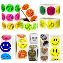 라온스티커 29종 스마일스티커 대용량 500pcs 땡큐 감사 포장 스티커, 1-05. 네온진핑크