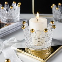 크리스탈왕관 양초받침대 유리양초홀더 티라이트홀더 유리공예 핸드메이드 캔들홀더, 상세페이지 참조