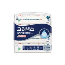 크리넥스 잘닦이는엠보싱 물티슈 점보 캡형, 70매, 24팩