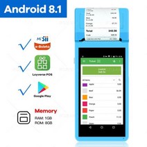 POS기 포스기 포스기임대 포스프로그램안드로이드 8.1 와이파이 3G 블루투스 Pos PDA 터미널 58mm 프린터, Blue 3G_EU