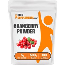 BULKSUPPLEMENTS.COM 크랜베리 파우더 여성 및 남성용 보충제 무가당 건조 요로 건강용 글루텐 프리 설탕 1회 제공량당 5g 1kg USA 미국, 17.60 Ounce (Pack of 1)