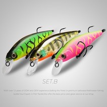 루어 BEARKING Squad Minnow 3 개 세트 당 95mm 14.8g 65mm 6g 텅스텐 웨이트 시스템 SP 낚시 미끼 모듬 색상 워블러 크랭크 미끼, 95mm-Set.B