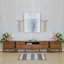 [착불]레나 거실장+협탁2개 세트, 엔틱브라운