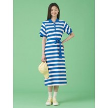[Green] 볼드 스트라이프 볼륨 소매 저지 원피스 블루 (BF3471N02P)