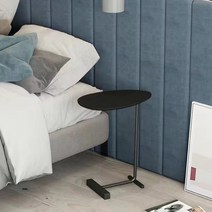 북유럽 소형 쇼파 침대 탁자 원목 철제 티 사이드 테이블, 블랙+블랙프레임