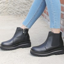 로딘스타 가벼운 통굽 키높이 앵글 미들 첼시 워커 부츠 부카첼