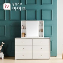장인가구 유니코 아이비 서랍 화장대 세트(1200 빅와이드 3단+수납거울), 화이트