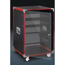 전문 음향 장비 보관함 방송 오디오 콘솔 기기 이동식, 16U (문 없음 트레이 1개) 이중 철 기둥