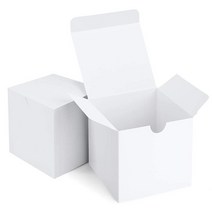 Eupako 선물 상자 10.2 x 10.2cm4 4 4인치 50팩 브라운 크래프트 종이 상자 뚜껑 포함 신부 들러리 제안서 공예 컵케익 결혼식 크리스마스용 파티 122, White