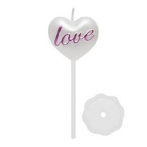 하트럽럽 파티초 생일 케이크 특이한 하트 초, 화이트