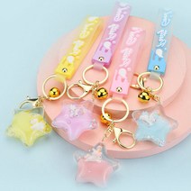 1+1 워터볼 키링 키홀더 가방 열쇠고리 유니콘 캐릭터, 블루+퍼플