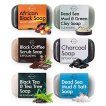 [정품] O Naturals 블랙 비누 6개 - 여성 및 남성용 바 비누 남성용 비누 바
