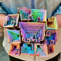 BISMUTH 비스무트 천연 석 무지개 크리스탈 티타늄 금속 광물 표본 포인트 힐링, 3.300350g