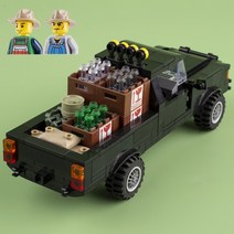 소형트렉터 MOC 수송 자동차 모델 픽업 트럭 빌딩 블록 스피드 보트 시티 엔지니어링 차량 트랙터 벽돌 DIY 교육 완구 선물, 4.Pickup truck