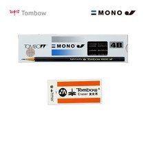 톰보우 4B 연필 12p + 지우개 중 문구세트, 혼합색상, 3세트