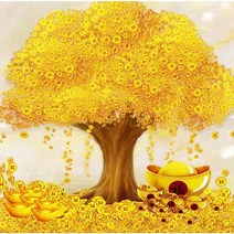 대진 보석십자수 40X80 50X40 사이즈 대형 금전운 보석 십자수, new, 10 황금나무 돈나무 40x50