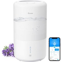 침실용 Govee 스마트 WiFi 가습기 아기 및 식물을 위한 탑 필 쿨 미스트 Alexa와 함께 작동 자동 습도 조정 24dB 슈퍼 저소음 에센셜 오일 디퓨저 24시간 타이머, 기본