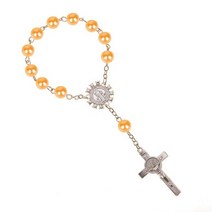 천주교성물 첫영성체선물 묵주 모조 진주 구슬 가톨릭 가톨릭 성찬식 실버 컬러 날개 십자가 펜던트 크로스 팔찌 좋은, cr48