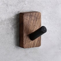원목 메탈 싱글후크 옷걸이 수건걸이 블랙 3개입
