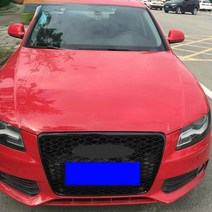 A4 B8 매트 실버 프레임 앞 범퍼 메쉬 그릴 그릴 아우디 A4 S4 RS4 2009 2012, [02] black logo