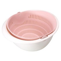과일 야채 더블 드레인 바구니 과일 그릇 필터 청소 플라스틱 소쿠리 스트레이너 주방 가제 요리 도구 스토리지 박스, pink