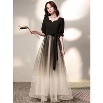 빅 사이즈 통통 이브닝 드레스 파티드레스 연주 들러리 여름 파티 분위기 날씬해 보이는 드레스 셀프웨딩