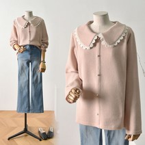 레이스 라운드카라 니트티 빅사이즈