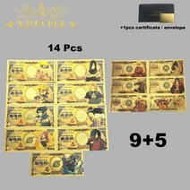 지폐모형 동전모형 모형동전지폐 36typew 디자인 일본 애니메이션 금권 지폐 24k 금도금 팬용 크리스마스 선물, 40개
