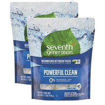세븐제너레이션 식기세척기 팩세제 프리앤클리어 45개입 2팩 Seventh Generation Dishwasher Detergent