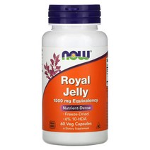 나우푸드 꿀벌 로얄 젤리 로열 제리 Royal Jelly 1500 mg 60 베지 캡슐, 1개, 기본